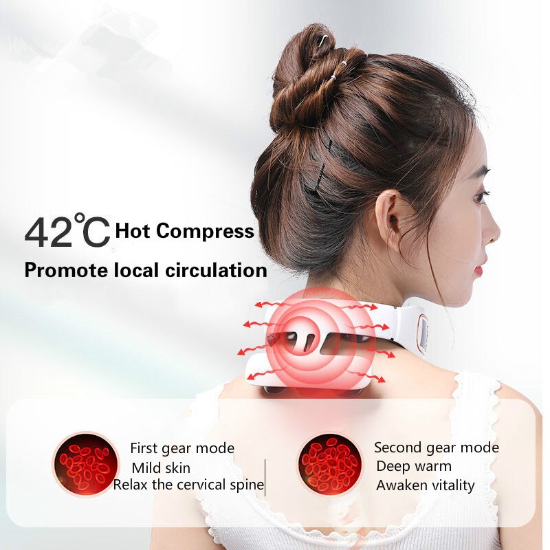 Electric Neck Massager 6 Head Intelligent Wireless Cervical Massagers Heating Vibration Massage Health-Care Pain Relief