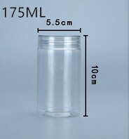 Botellas Vacías pequeñas de plástico transparente para alimentos, envases de condimentos, tarro transparente, almacenamiento para el hogar, 100ML, 150ML, 50 unidades: 175ML 50PCS