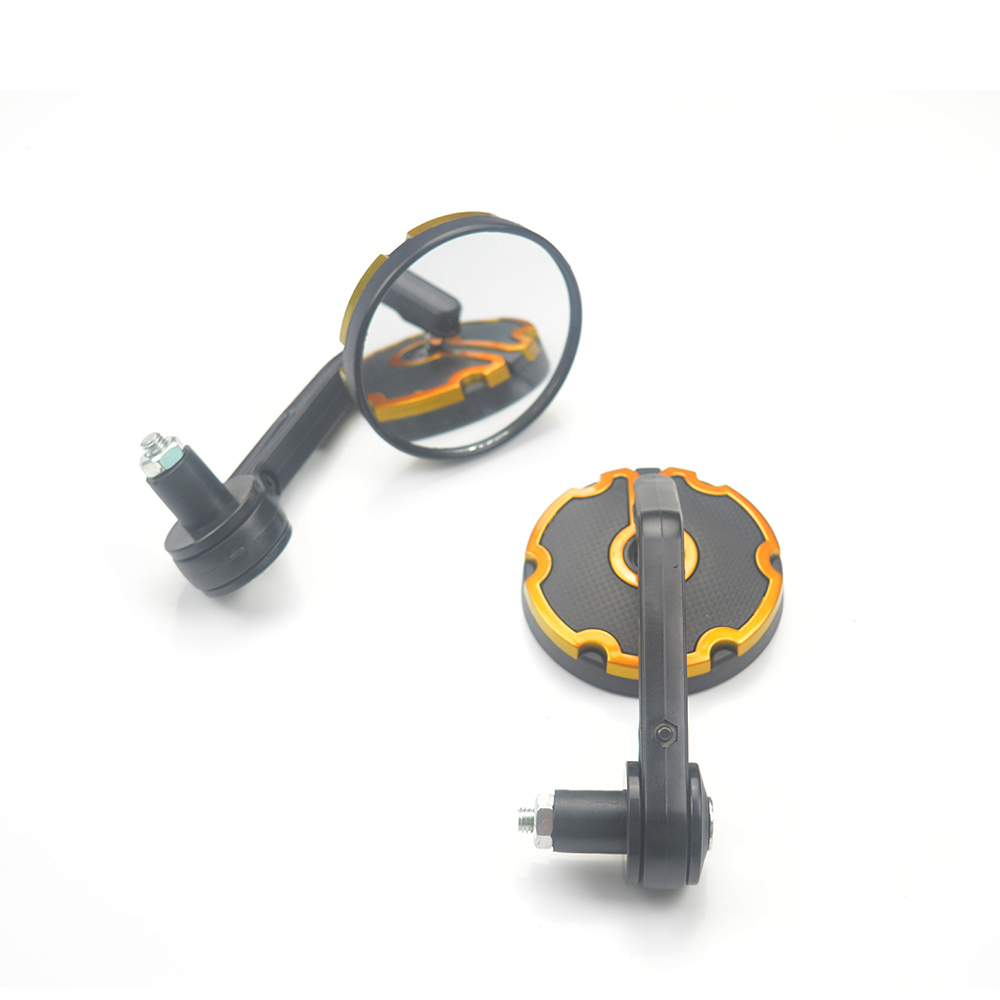 Evomosa Motorcyce Bar final espejos retrovisor lateral redonda Cafe Racer espejos para 7/8 "pulgadas 22 mm contrapesos de manillar gafas espejos