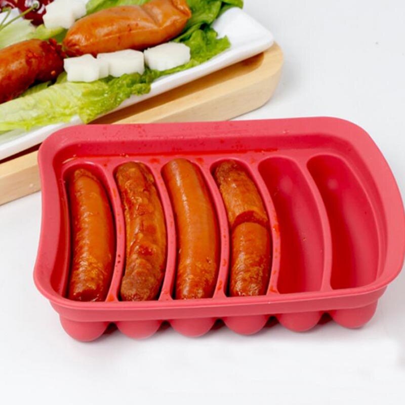 DIY Worst Maken Mold Siliconen Burger Dog Maker Mould Met 6 Holte Patty Makers Magnetron Veilig Keuken gadgets 8