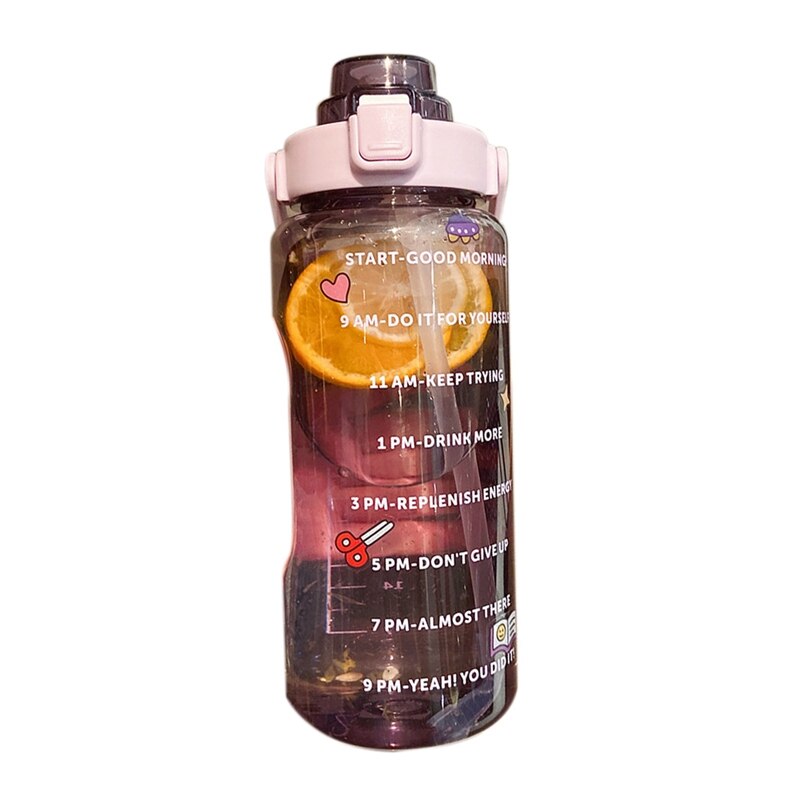 2L Sports Bottle With Straw Portable Summer Outdoor Fitness Hiking Bicycle Drinking Bottle: 紫