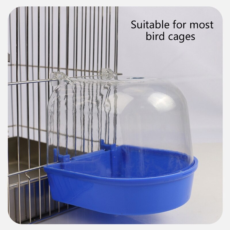 Caja de baño para pájaros, bañera de periquito con tapa transparente, Base desmontable para pájaros pequeños, periquitos canarios, loros, 3 colores
