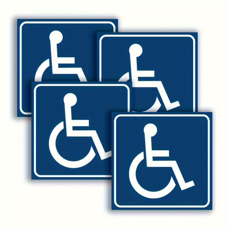 4pcs/set Barrier-free Access Sign Sticker, Waterproof Handicap Wheelchair Sign, Disability Sign Self-adhesive Stickers: Default Title