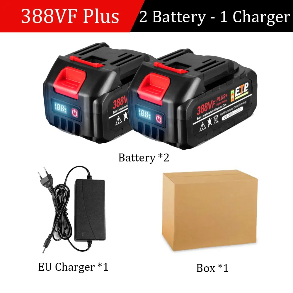 20V 928VF 388VF Plus Akku 30000mAh 20000mAh Mit LED Power Display Für Makita 18V Power werkzeug Batterie EU Stecker: Blau