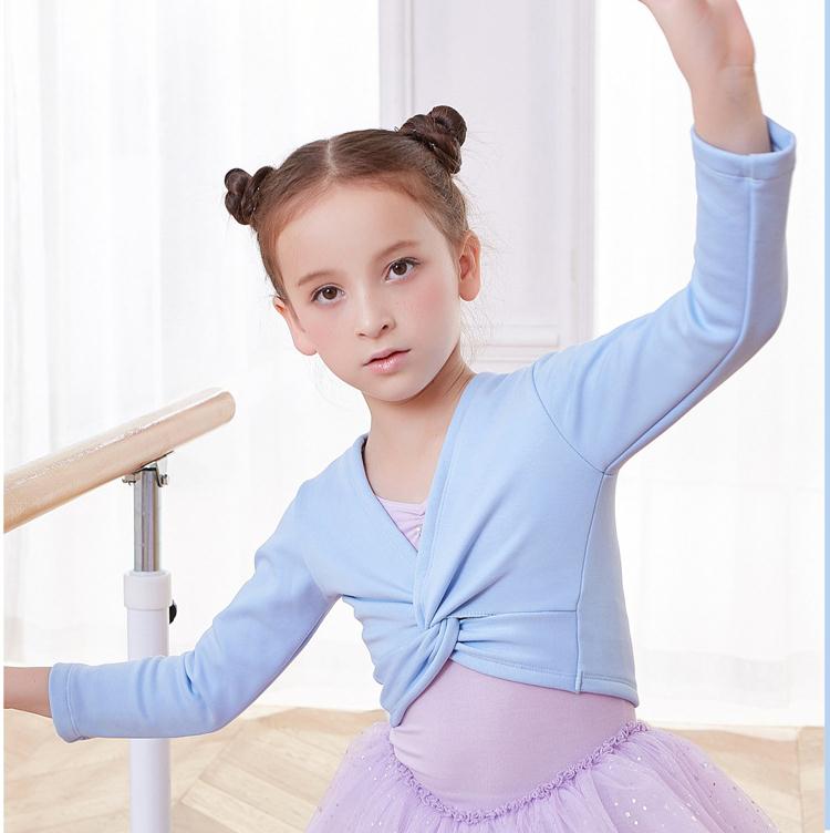 Tyttöjen klassinen paksu baletti pitkähihainen kääre toppi lasten tanssi ballerina edessä twist fleece lämmin vaate pinkki sininen: Sininen / 14(130-140cm korkeutta)