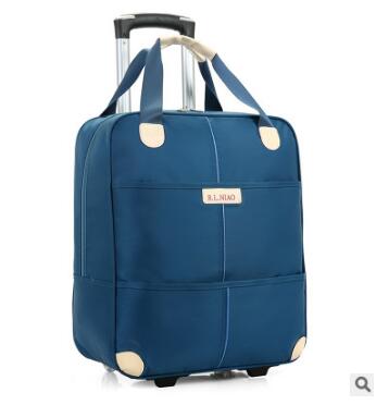 travel trolley bag with wheels women men Unisex luggage bag on wheel suitcase Travel Duffle Oxford Travel bag on wheels: dark blue