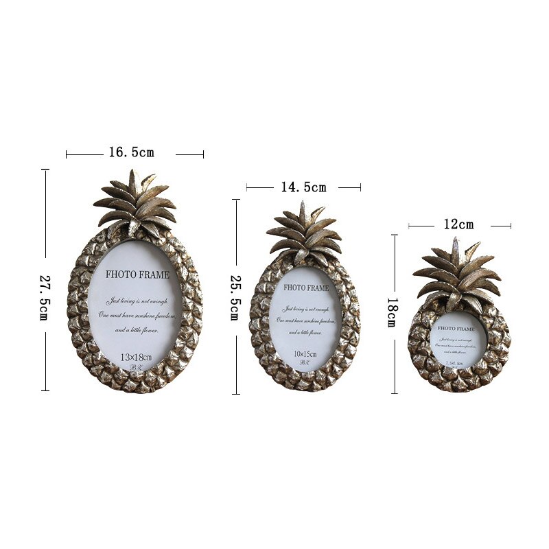 Handmade Vintage Golden Pineapple Photo Frame 3/6/7Inch Resin Picture Frame Home Decoration Geometric Picture Frames Ornaments