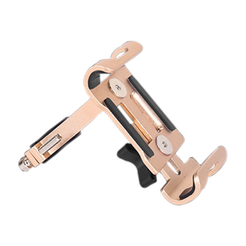 Metal Motorcycle Bike Phone Holder Aluminum Alloy Anti-slip Bracket GPS Clip Universal Bicycle Phone Stand for all Smartphones: Gold Fixed