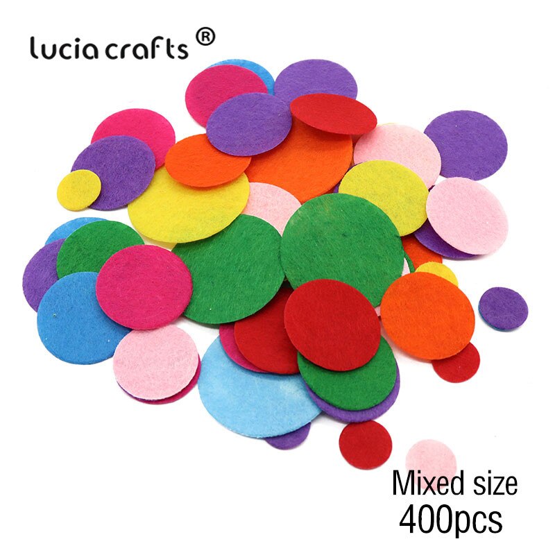 Lucia håndværk rund filt stofpuder tilbehør pletter cirkel filt puder, stof blomster tilbehør  b0408: Blandede størrelser 400 stk