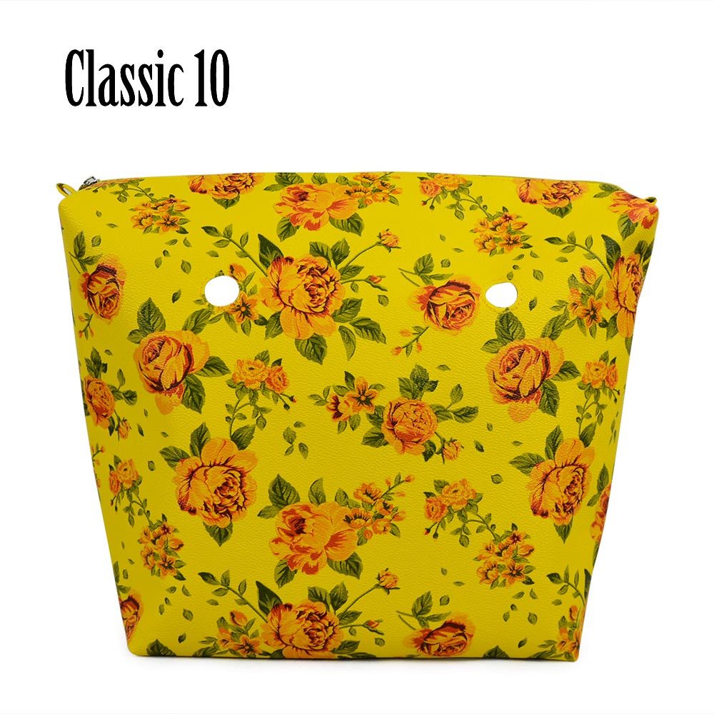 Inner Zipper Pocket Floral PU Leather Lining Waterproof Insert for Big Classic Mini Obag EVA O BAG Women Handbag: Classic 10