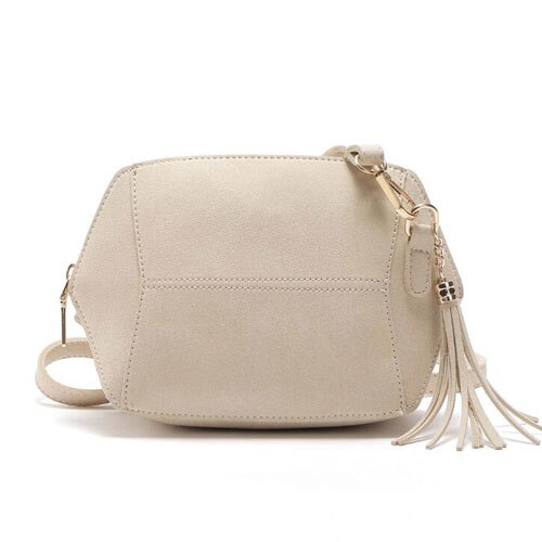 Dames schoudertas luxe mat pu leer snoepkleur stijlvolle schelp messenger crossbody kwast dames handtas: Beige
