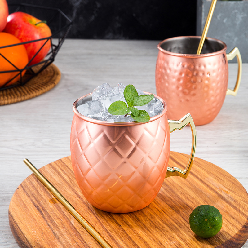 Tasse Mule de 550ml 18 onces moscou | Tasse en acier inoxydable martelée, plaqué cuivre, tasse de bière, tasse de café Bar, verres, directe