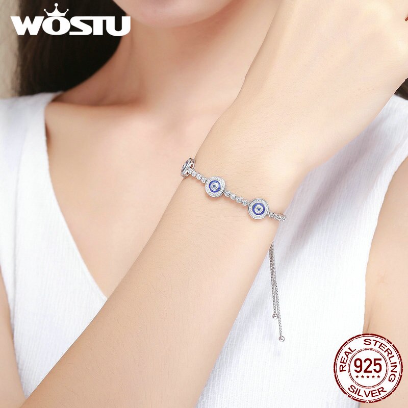 WOSTU-Bracelet en argent Sterling 100% 925, œil pour femmes, bijoux , en argent 925, FIB002
