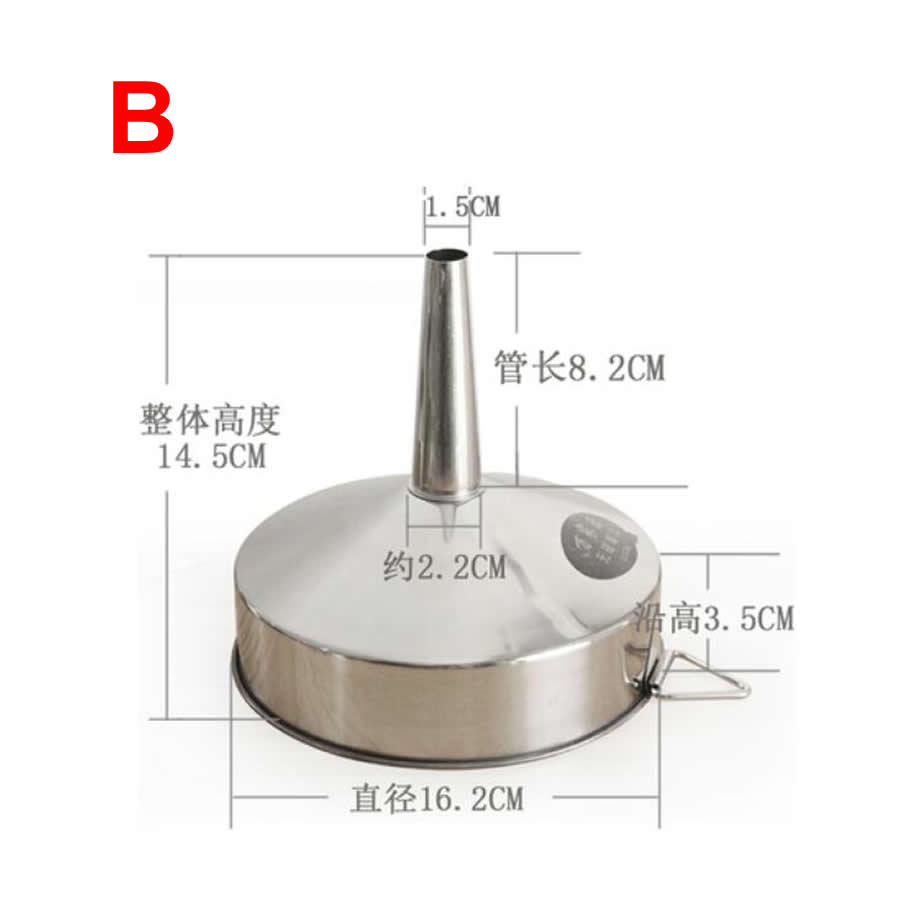 High stainless steel conical funnel small diameter tip leakage large car fuel funnel fine mouth 14CM 16CM 18CM 20CM