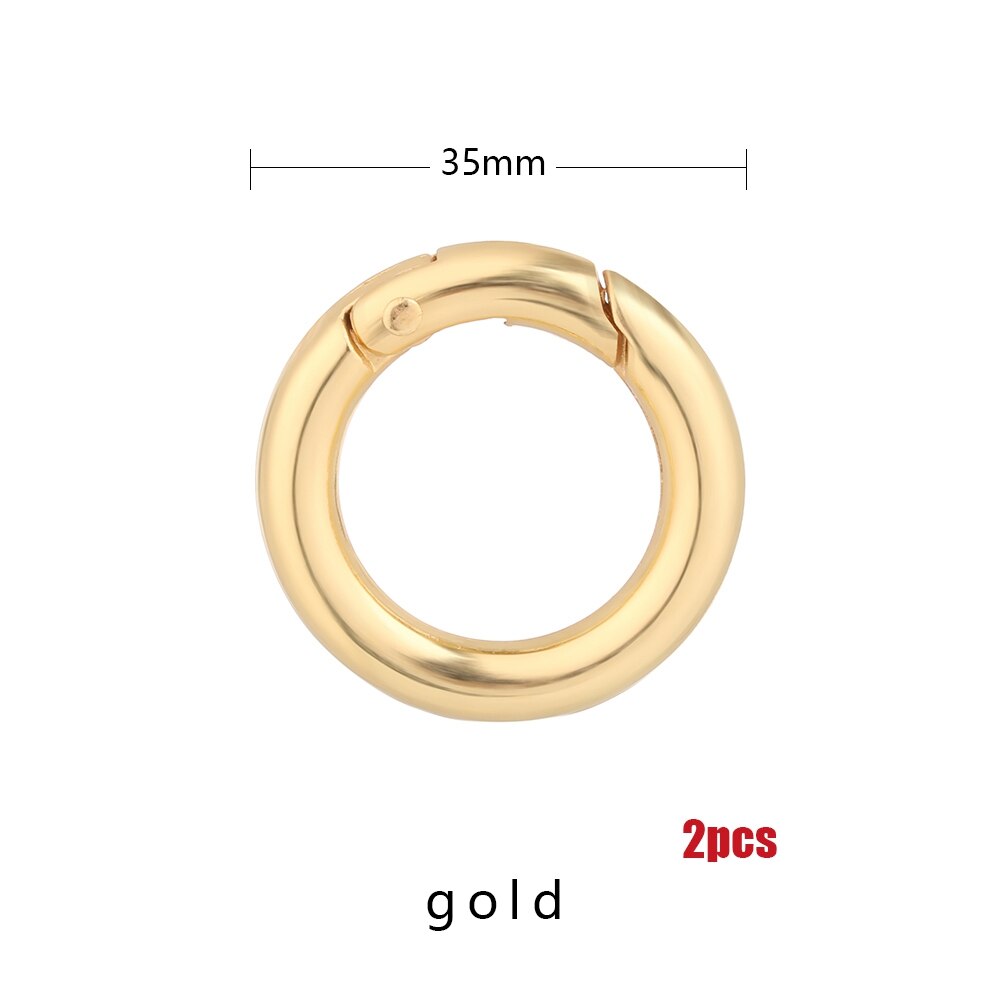 2 uds. De hebillas de aleación de Zinc para bolsos, hebillas redondas plateadas de resorte para puertas, Clips de mosquetón para bolsos, ganchos a presión, accesorios para bolsos: Gold 35mm