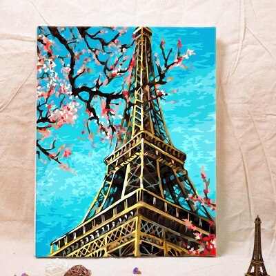 Eiffel Tower Frameless Painting By Numbers DIY Canvas oil painting home decor living room wall paris eiffel tower spring view