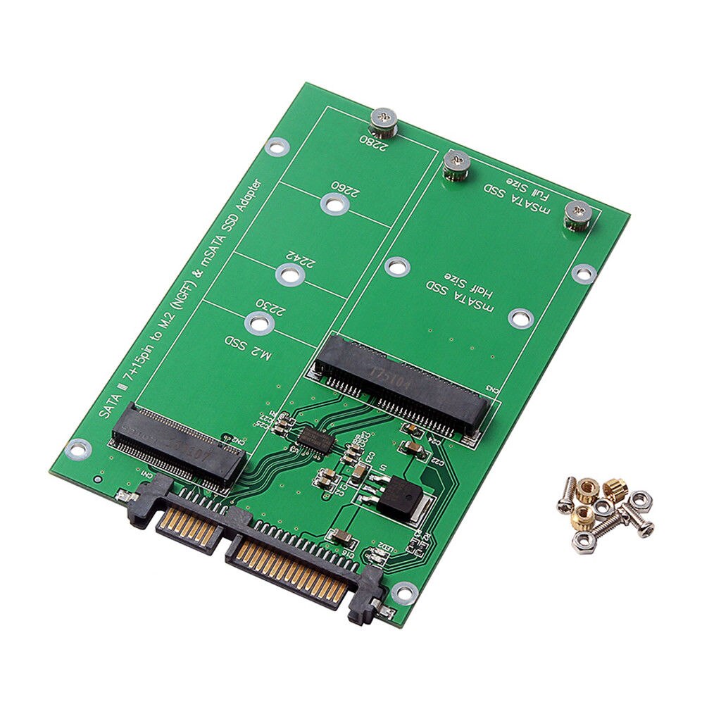 M.2 NGFF MSATA 2 en 1 de 2,5 pulgadas, tamaño múltiple, SSD a tarjeta convertidora SATA III