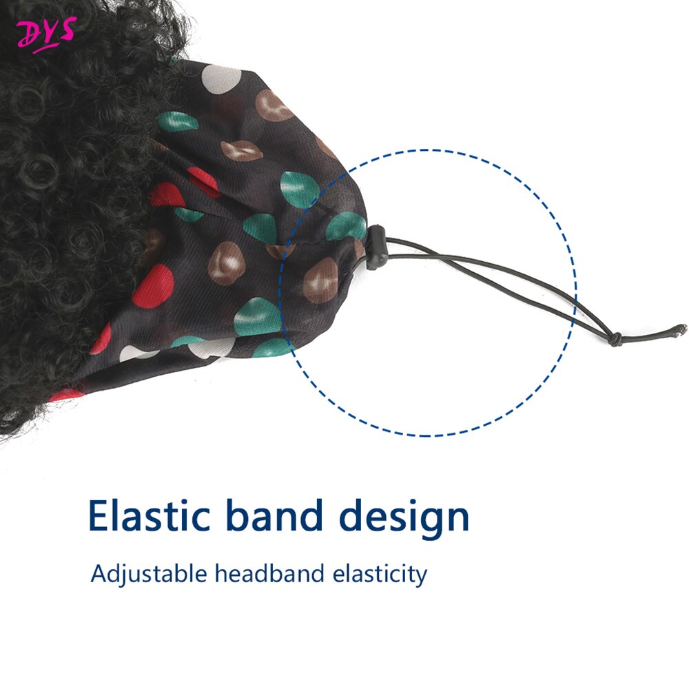 Deyngs-peluca envolvente de turbante 2 en 1, bandana Afro acolchada, moño corto, rizado, con cordón, peluca sintética, envoltura para cabeza, Afroamericana