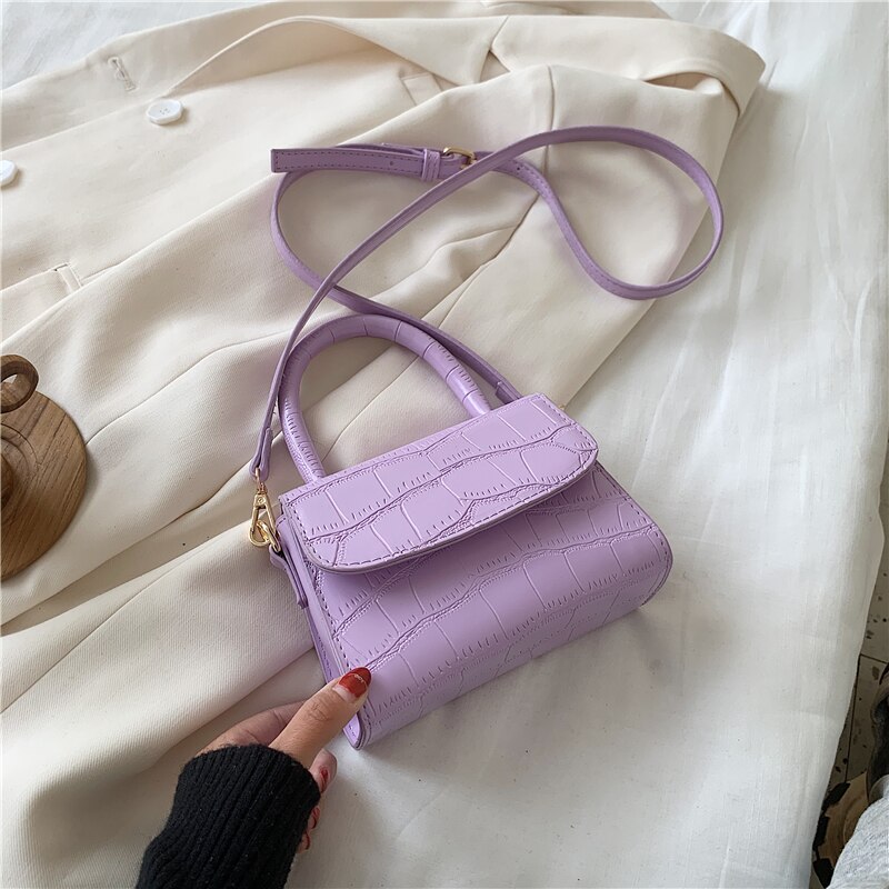 Vrouwen Tassen Kleine Vintage Schoudertas Luxe Handtassen Vrouwen Tassen Lederen Messenger Pack Vrouwelijke Hand Purse: Purple