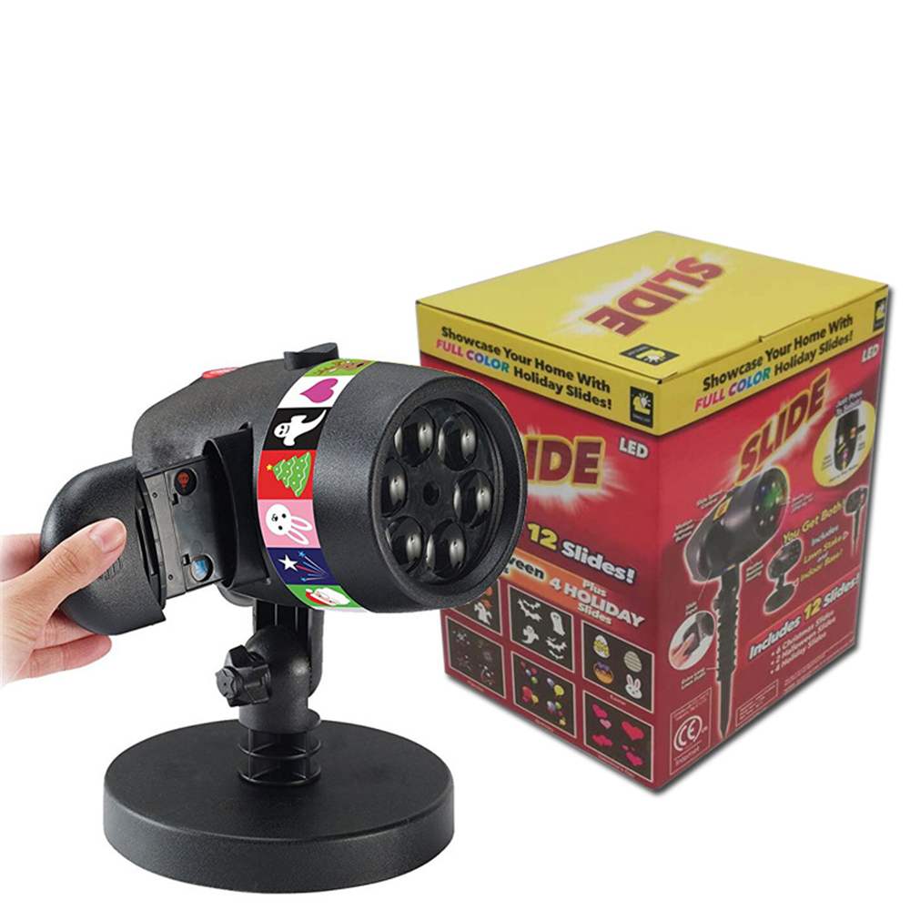 Led 12 kaarten licht kerst halloween projector lamp usb buiten sneeuwvlok diavoorstelling projectielicht voor thuisdecoratie feest