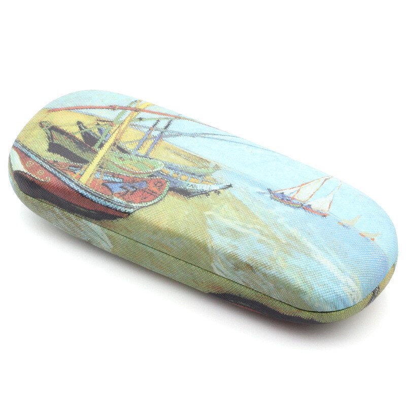 Funda de gafas de pintura al óleo para mujer funda de gafas de lectura de cuero duro para hombre Retro Unisex estampado Floral Protector de gafas: T6