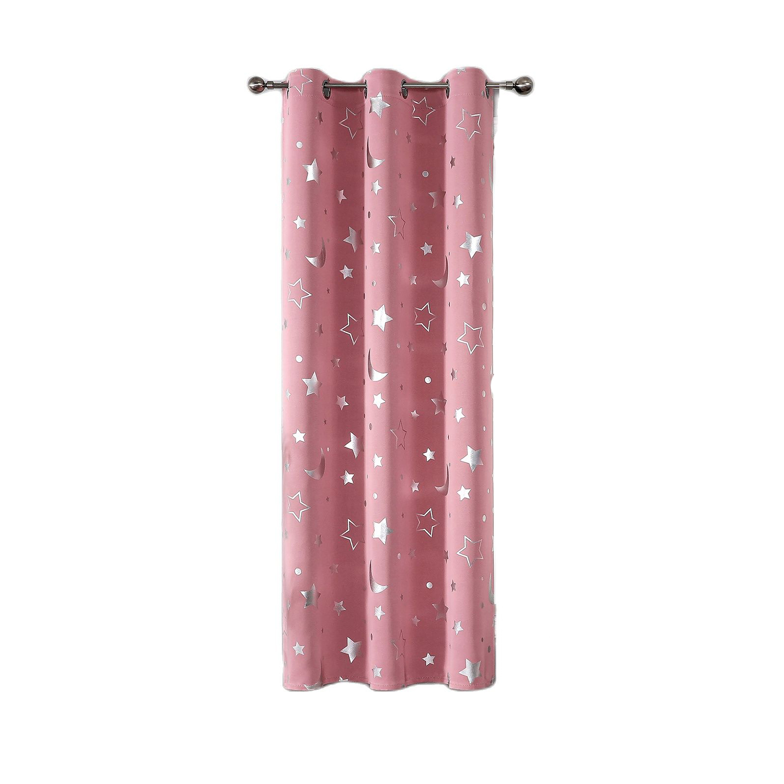 Cortinas oscurecedoras para habitación con estrella plateada y Luna para niños, dormitorio de guardería, cortina opaca para niños, cortinas aislantes térmicas con ojales: 5 x 2,6 / Rojo