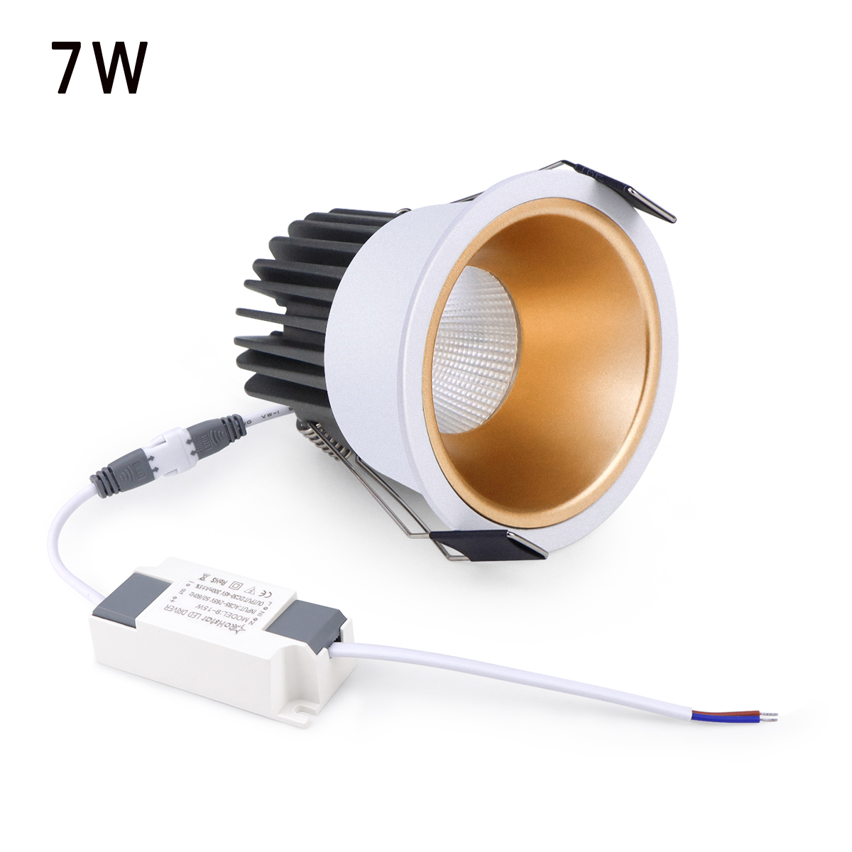 Indbygget aluminium cob led led spotlight pære led spotlight 7w 12w downlight loftslampe rumbelysning 85-265v: Mørkeblå / Hvid