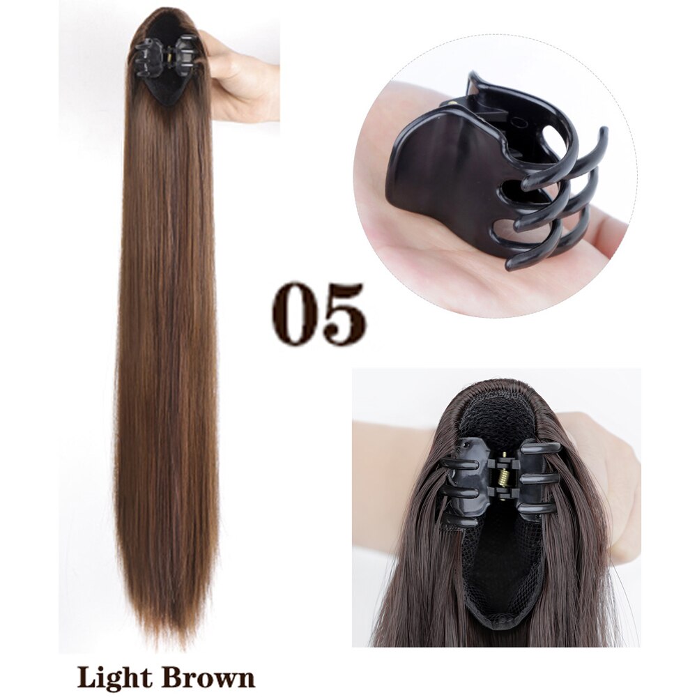 Horquilla sintética de Seda de alta temperatura mate para cola de caballo, coleta ondulada con agua, adorno de cabello natural, tocado: 05