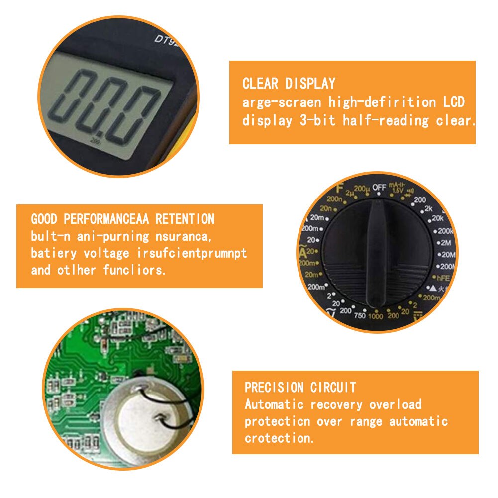 ANENG AN-DT9205A Profession Digital Multimeter AC/DC Ammeter Volt Ohm Tester Meter Multimetro With Thermocouple LCD Backlight