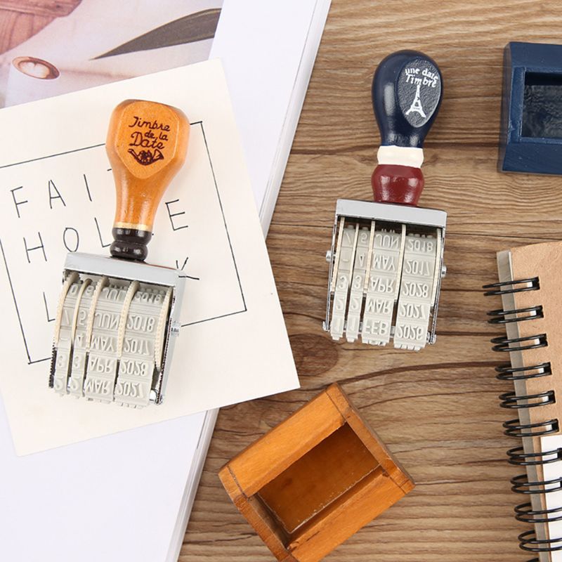 Tre dato stempel til diy scrapbooking håndverk dekor rullende hjul årgang forsyning
