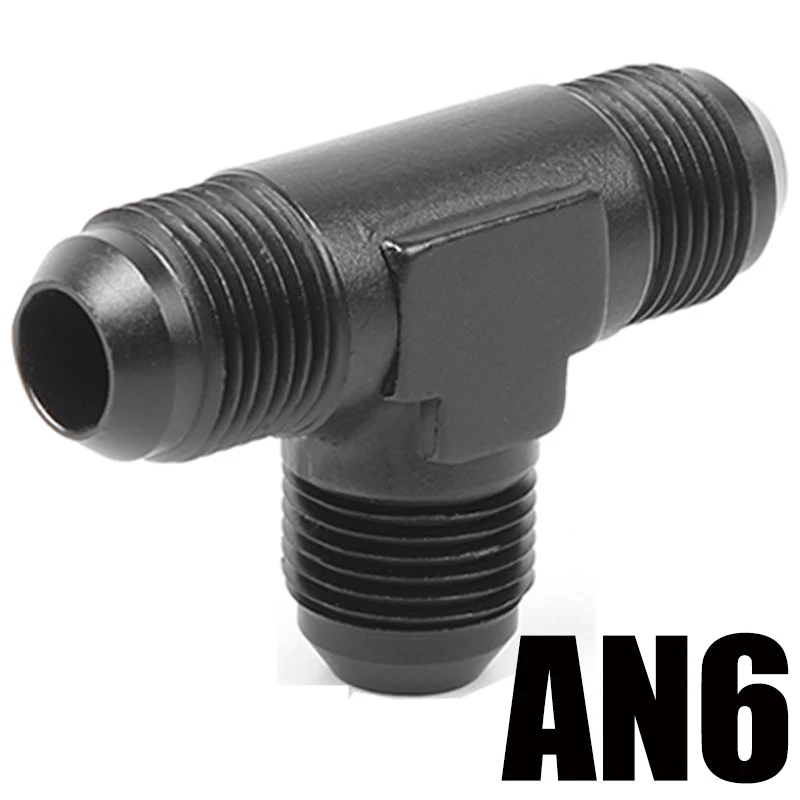 An4 an6 an8 an10 an12 universella aluminiumslang-t-kopplingar hane till hane hona t-koppling på sidan gängad koppling adapter svart: Mörkgrå