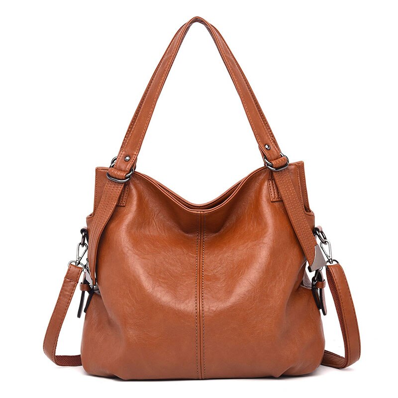 Luksus håndtasker kvinder tasker bløde læder tasker til kvinder hobos europa crossbody taske damer vintage berømt mærke sac: Brun