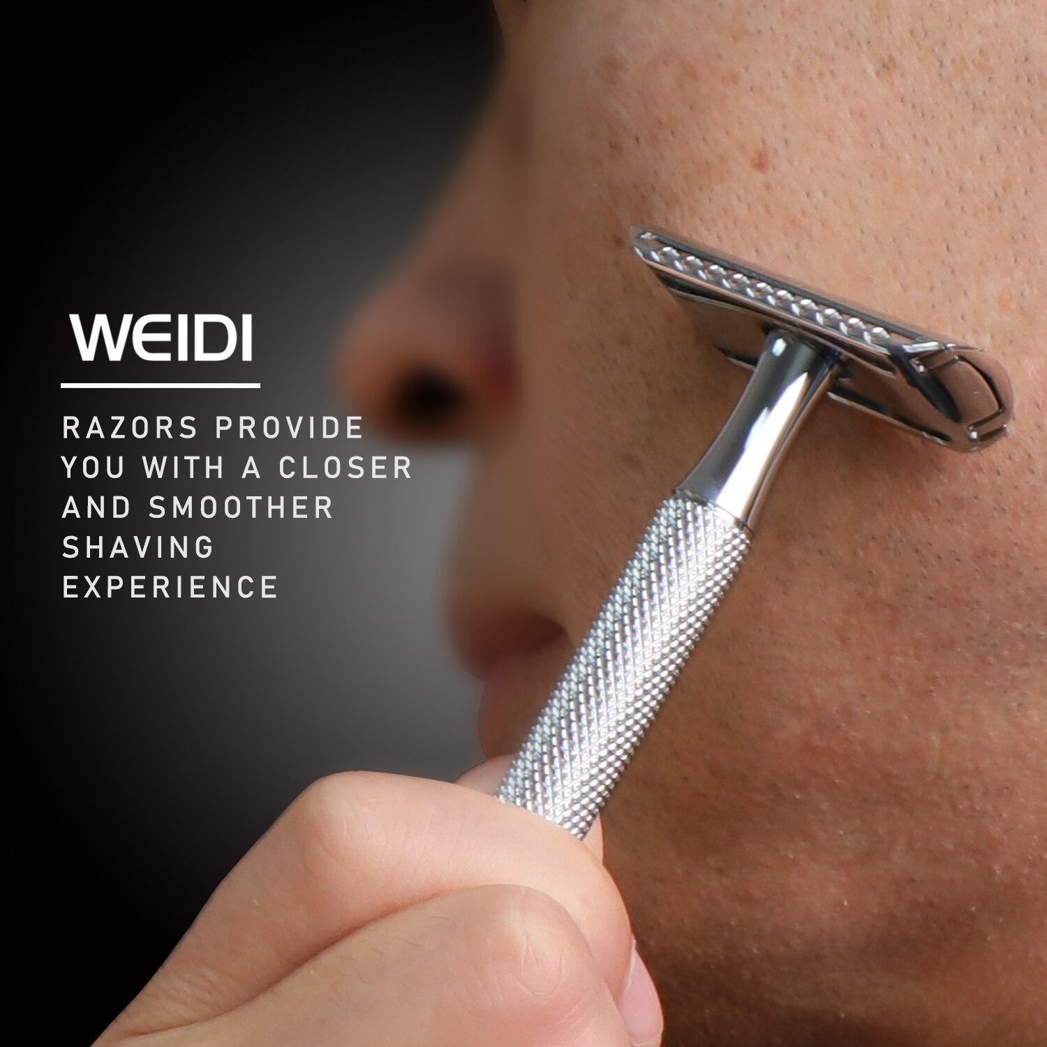 WEIDI 3-Piece Double Edge Safety Razor Wet Shaving for Men Women with 5 Platinum Blades Silver Rose Gold Black