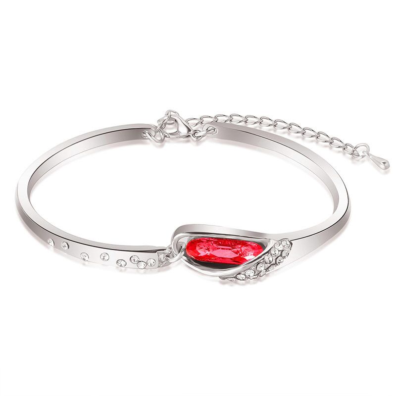 QiLeSen Dame Armband 925 Sterling Zilveren Kristal Multicolor Zirkoon Transparant Classic Armband Allergie Bruid Christma: Rood