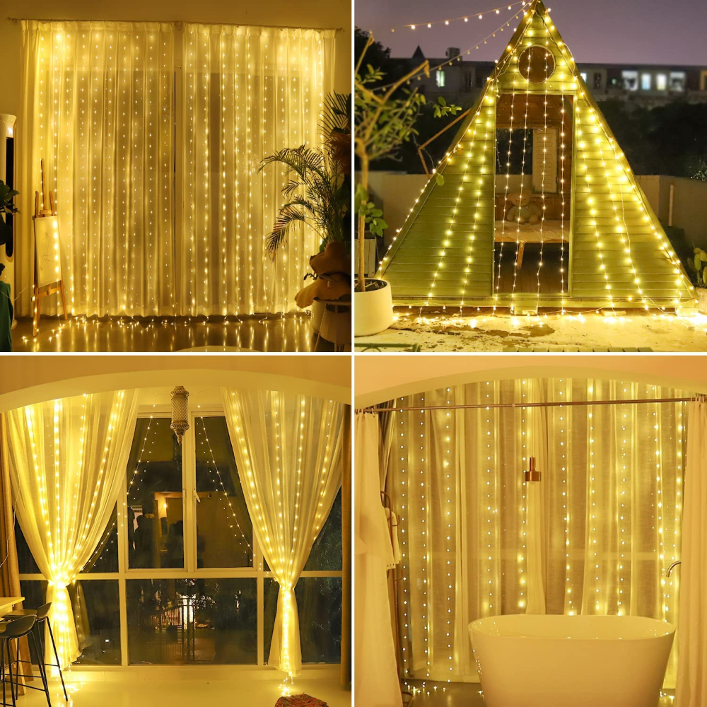 LED Kupfer Draht Vorhang Lichter USB Energie Gebühr Fernbedienung Girlande LED-leuchten Weihnachten Dekoration Girlande Fenster Beleuchtung Saiten