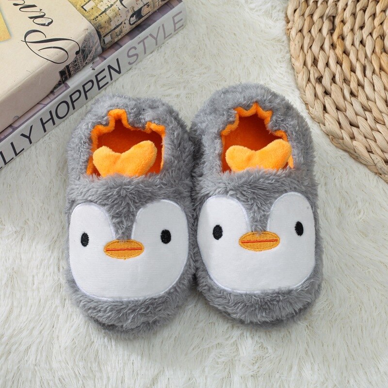 Lemonkid Winter freundlicher Hausschuhe Niedlichen Karikatur Pinguin drinnen Schuhe freundlicher Plüsch Hausschuhe Jungen Mädchen Hause Baumwolle Schuhe 5 Farbe: Pinguin / 8
