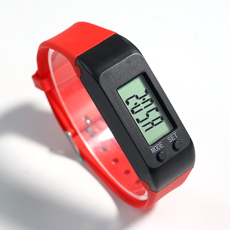 LCD Pedometer Digital Wristband Walking Running Distance Counter Outdoor Sports LCD Pedometer Digital Wristband AUG889: Red