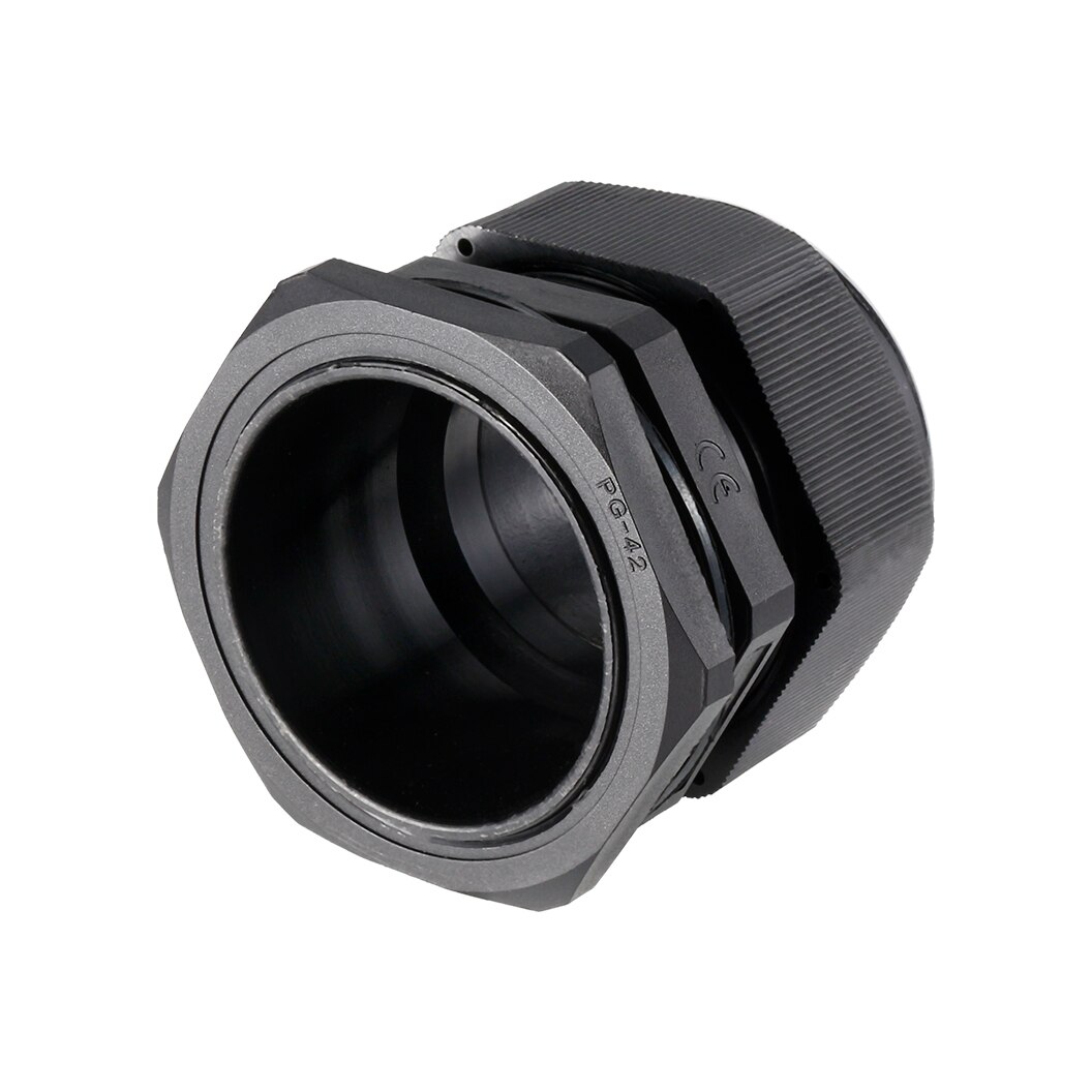 uxcell 5 Pcs PG42 Cable Gland Waterproof Plastic Joint Adjustable Locknut Black for 32mm-38mm Diameter Cable Wire