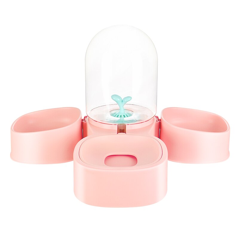 Cuenco para gatos y perros, dispensador automático de Alimentador de agua para mascotas, fuente para beber, suministros para mascotas,: Double Bowl Pink