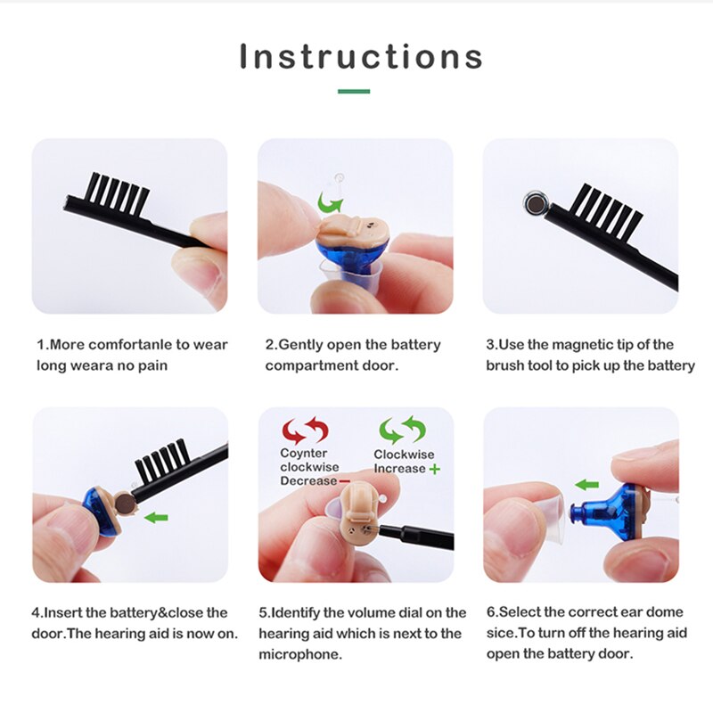Hearing aids for deafness mini elderly sound amplifier in ear Micro Hearing Aid for Seniors Invisible Adjustable Wireless with