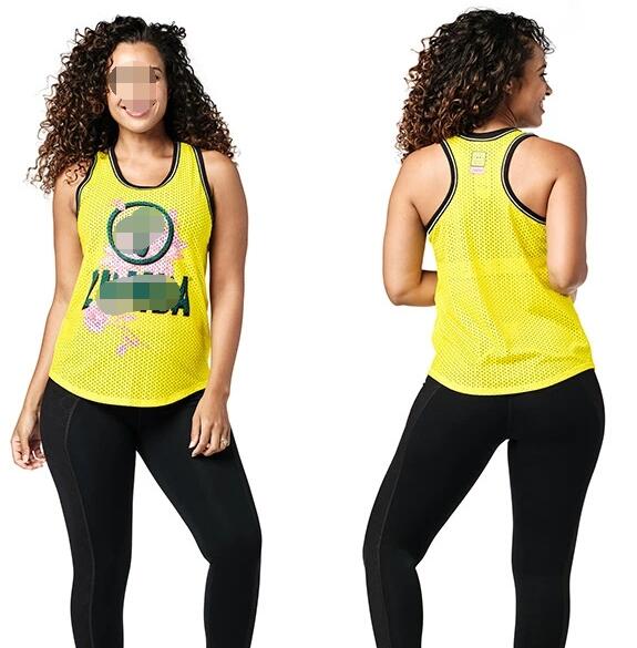 in forma e funky zumba abbigliamento in cotone lavorato a maglia da donna superiore fitness da donna canottiera a rete canottiera T2182