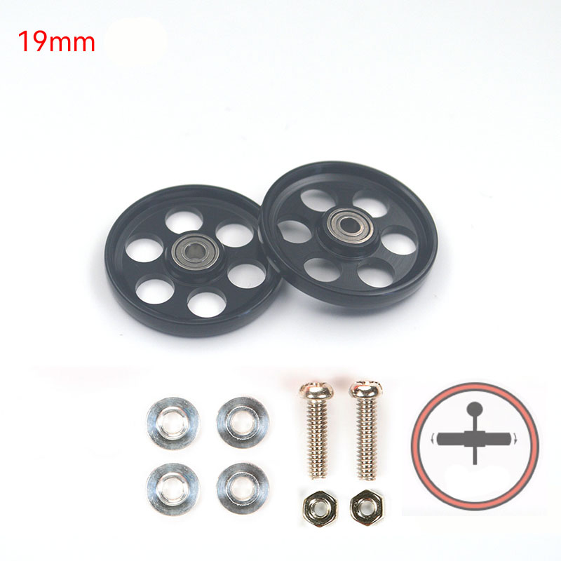 2pcs Aluminum Alloy 19mm Rollers Bearing Roller Arc Edge Guide Wheel Tamiya Mini 4WD 94996/95349/95348/15449 Self Made Parts: Watermelon red