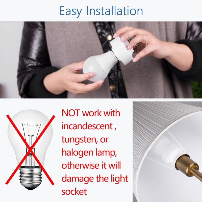 Portalampada accorto WiFi portalampada E26 E27 portato base lampadina interruttore remoto controllo vocale compatibile con Alexa Google casa