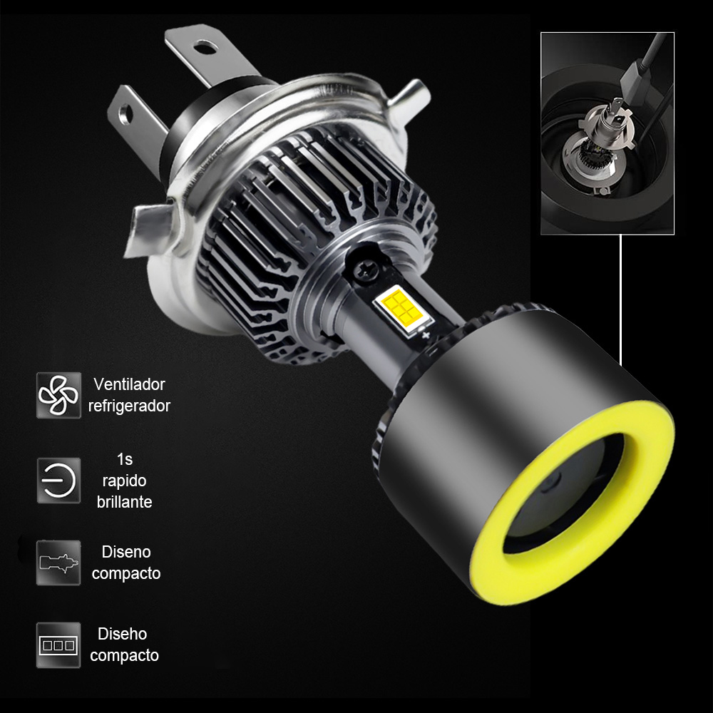 Motorfiets Koplamp Md003 12V Led Angel Eyes Bol Vervangbare Halo Ring Koplamp 4500lm Autobike Mistlamp