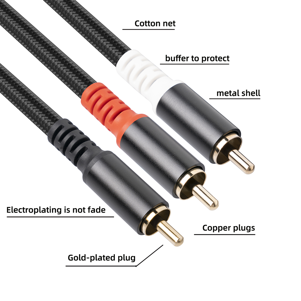 Adaptateur RCA vers 2 RCA 1/2/3/5M, câble Audio Flexible RCA vers 2RCA Y, câble séparateur, cordon Audio auxiliaire pour amplificateur TV, lecteur DVD