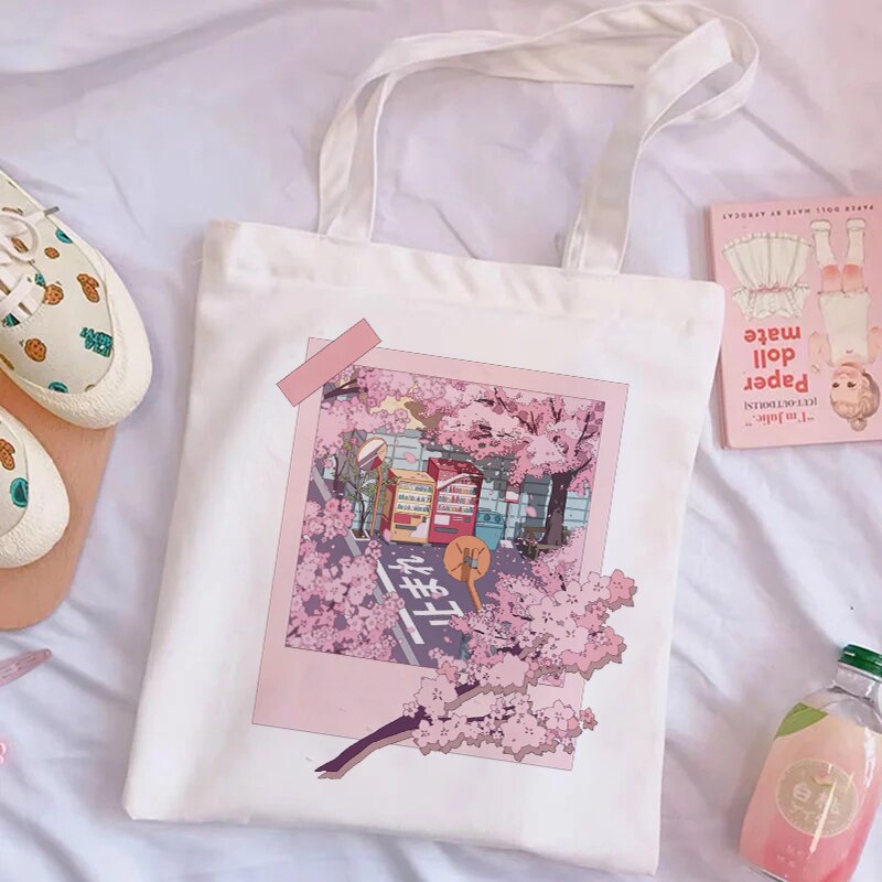 Esthetische Harajuku Herbruikbare Canvas Tas Dames Schoudertas Boodschappentas Boodschappentas Dames Handtas Handtas.