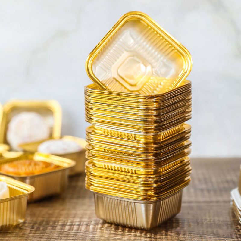 100pcs 50/63-80/100g Square Moon Cake Trays Mooncake Package Box Container Holder Mid-autumn Festival