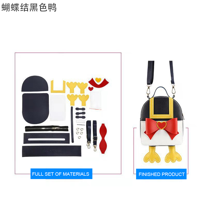 Leuke Boog Tas Maken Diy Materialen Handwerk Tas Self-Made Lederen Accessoires Beginners Self-Made Schoudertas Naaien levert: BlackS