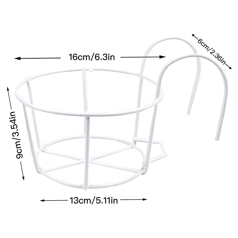 4 Pack Suspendue Ronde Balustrade Jardinières, Fleur Porte-Pot, Pot en métal Panier De Plantes, pour une Utilisation intérieure Et extérieure (blanc)