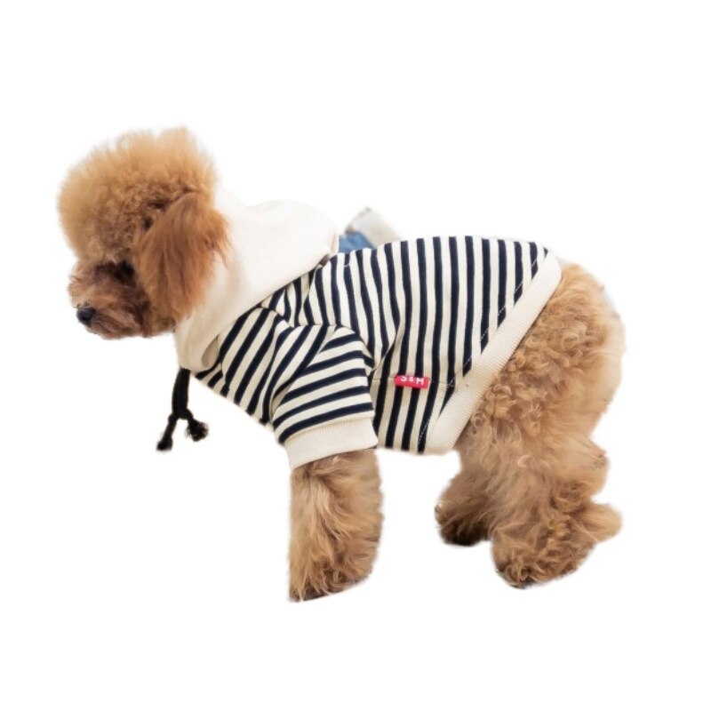 Ropa familiar ropa para perros abrigo de algodón sudaderas con capucha ropa de Chihuahua mascota pijama de rayas ropa para perros pequeños Bulldog Francés: B / XXL